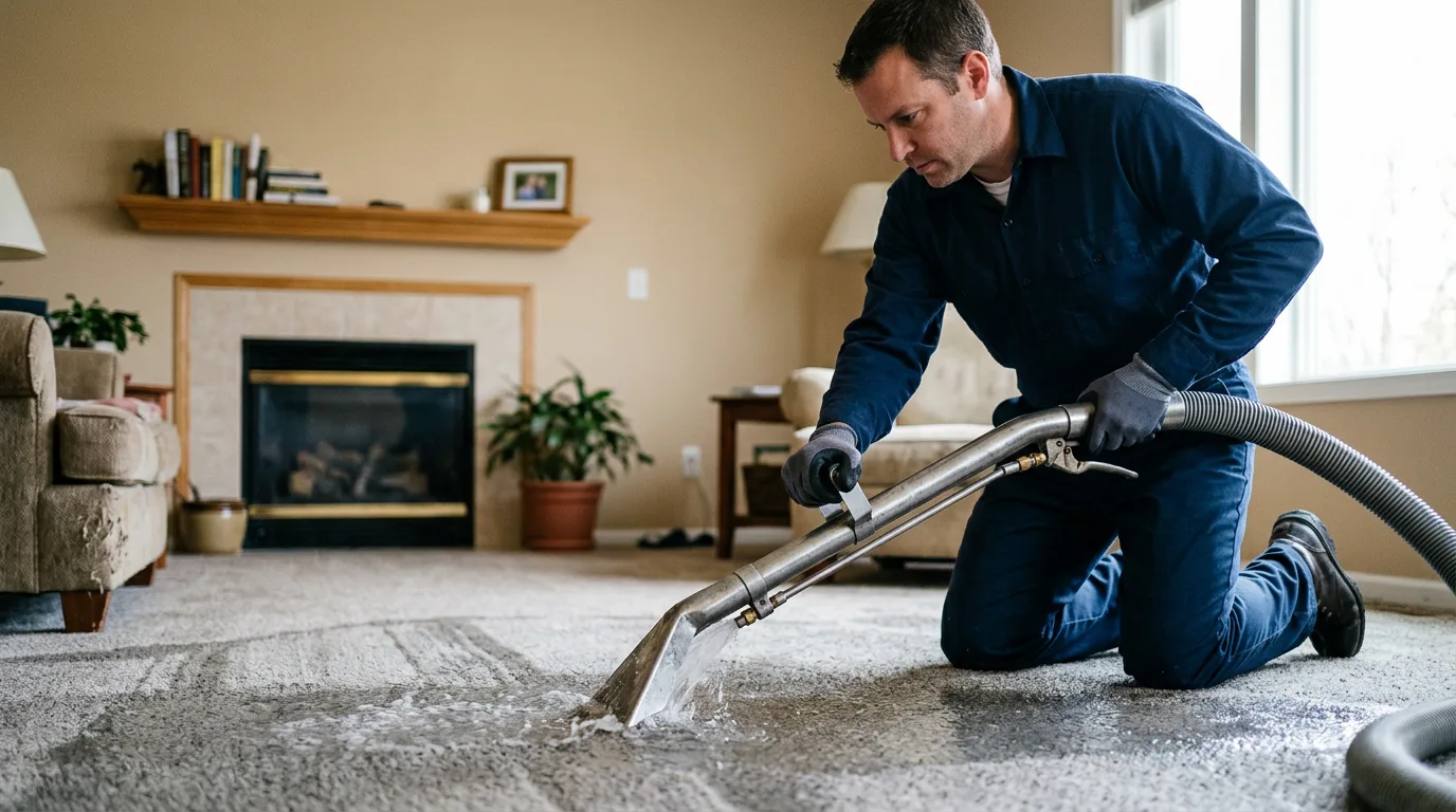 Water damage restoration technician working near Claire City, SD
